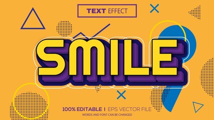 Poster - 3d editable text effect smile theme premium vector