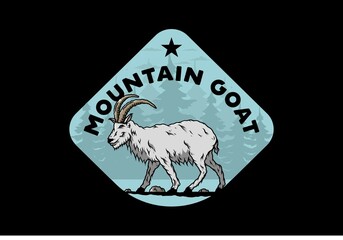 Wall Mural - Hairy mountain goat with long horns