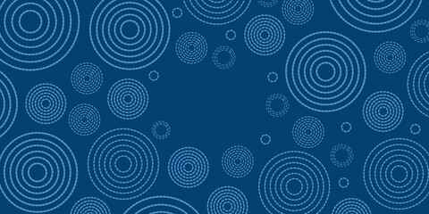 Poster - Abstract Dark Blue Minimal Geometric Pattern Background With Dashed Concentric Circles, Multi Purpose Template, Round Shapes Composition, Poster, Header or Landing Page Design - Vector Illustration