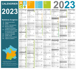 Wall Mural - Calendrier 2023 14 mois avec vacances 2023 entièrement modifiable via calques