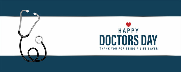 Happy Doctor's day banner  with stethoscope, vector illustration