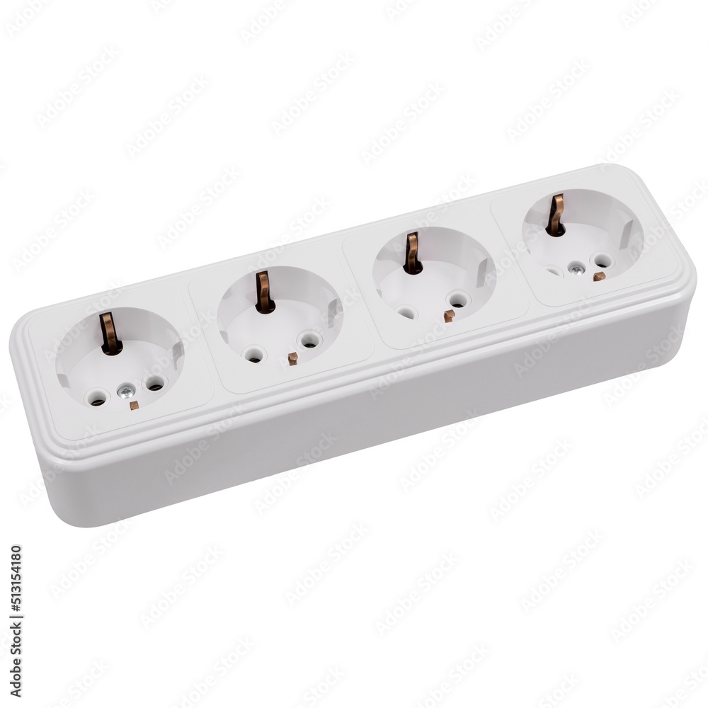 Overhead Socket Overhead socket for 4 connectors isolated on a white background. Two ...