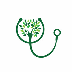 Wall Mural - Health stethoscope vector logo design. Stethoscope with tree icon vector design.	