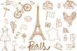 Paris vector hand draw set illustration - Out line