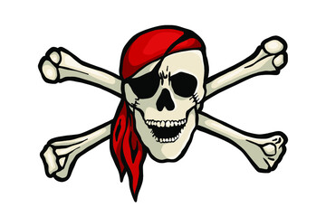  Pirate skull and Crossed Bones - vector illustration