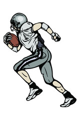  American football player running with a ball vector illustration - Hand drawn