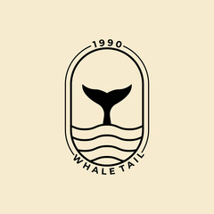Wall Mural - whale tail icon badge logo line vector illustration design