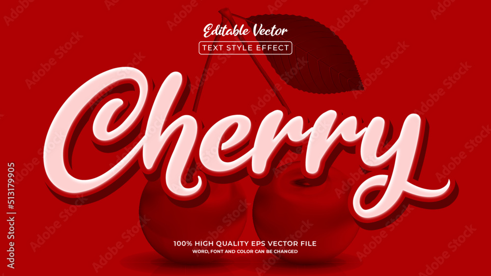 Editable Cherry Vector Text Effect Style with red background Stock ...