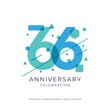 66 years anniversary celebration logo design template vector