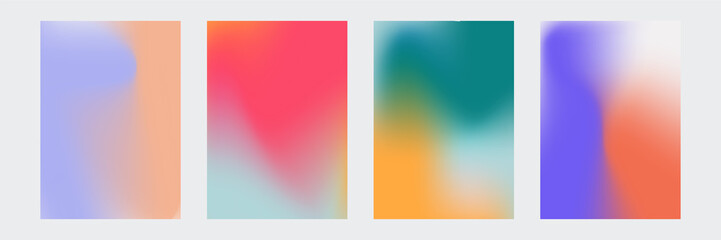Wall Mural - Set of light blurred backgrounds with modern abstract blurred color gradient patterns. Templates collection for brochures, posters, banners, flyers and cards. Vector illustration.