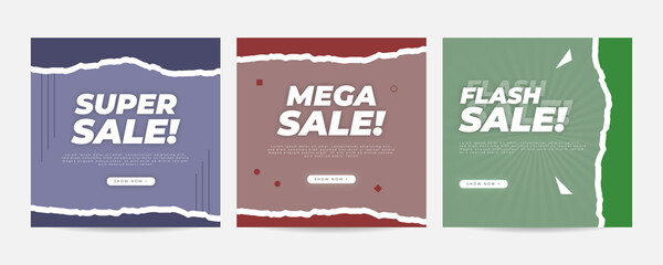 Vector banner of discounts and mega sales on social media and stories.