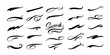 Calligraphic swoosh. Decoration swish symbols, retro underline swooshes tails and athletic typography text underlining vector set