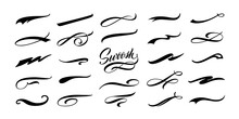 Calligraphic Swoosh. Decoration Swish Symbols, Retro Underline Swooshes Tails And Athletic Typography Text Underlining Vector Set