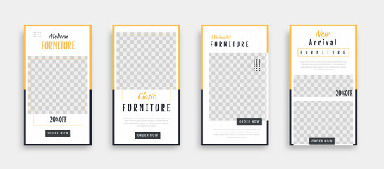 Wall Mural - furniture social media story template vector illustrations