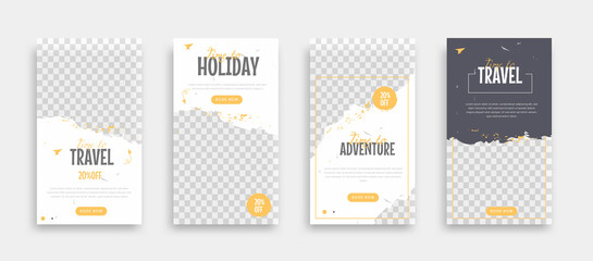 Travel sosial media story template vector illustrations