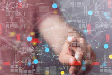 neural network 3d illustration. big data and cybersecurity