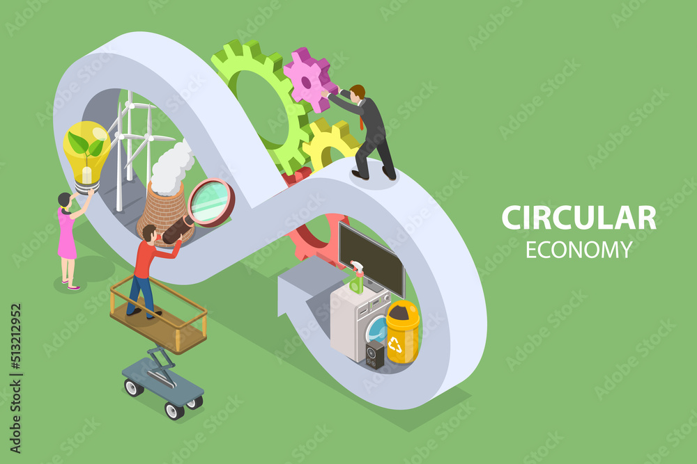 3D Isometric Flat Vector Conceptual Illustration of Circular Economy ...