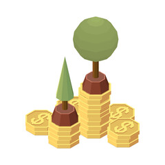 Poster - Coin Piles Trees Composition