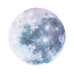 Wall Mural - Realistic full moon hand painted illustration