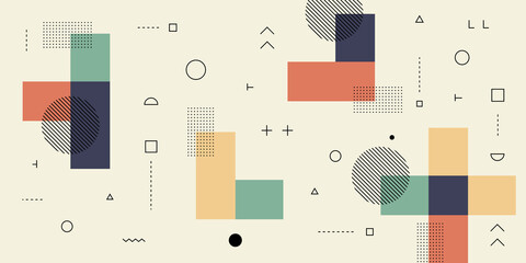 Wall Mural - Modern Abstract Background with Retro Memphis Elements and Pastel Colorful