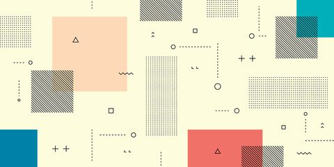 Wall Mural - Modern Abstract Background with Retro Memphis Elements and Pastel Colorful
