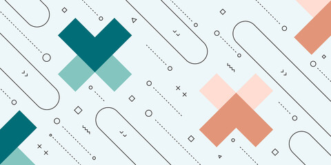 Wall Mural - Modern Abstract Background with Retro Memphis Elements and Pastel Colorful