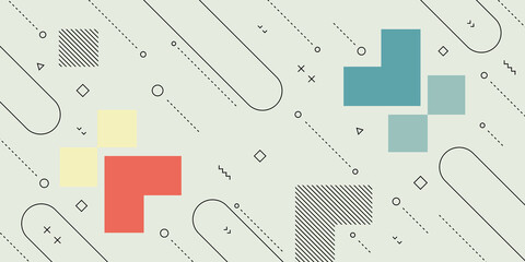 Wall Mural - Modern Abstract Background with Retro Memphis Elements and Pastel Colorful
