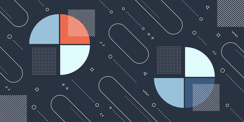 Wall Mural -  Modern Abstract Background with Retro Memphis Elements and Pastel Colorful