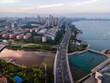 Aerial photography of Qingdao west coast city scenery panorama