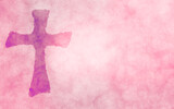 Fototapeta Motyle - pink and purple watercolor texture with cross and space for text like worship lyrics, a quote, scripture, announcements...