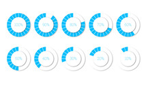 Percentage Infographics Elements Set In Shape Of Slashed Blue Ring
