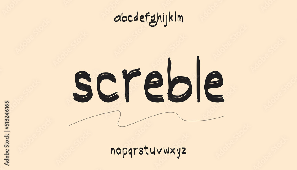 screble, scribble graphic strong typeface lowercase alphabet font ...