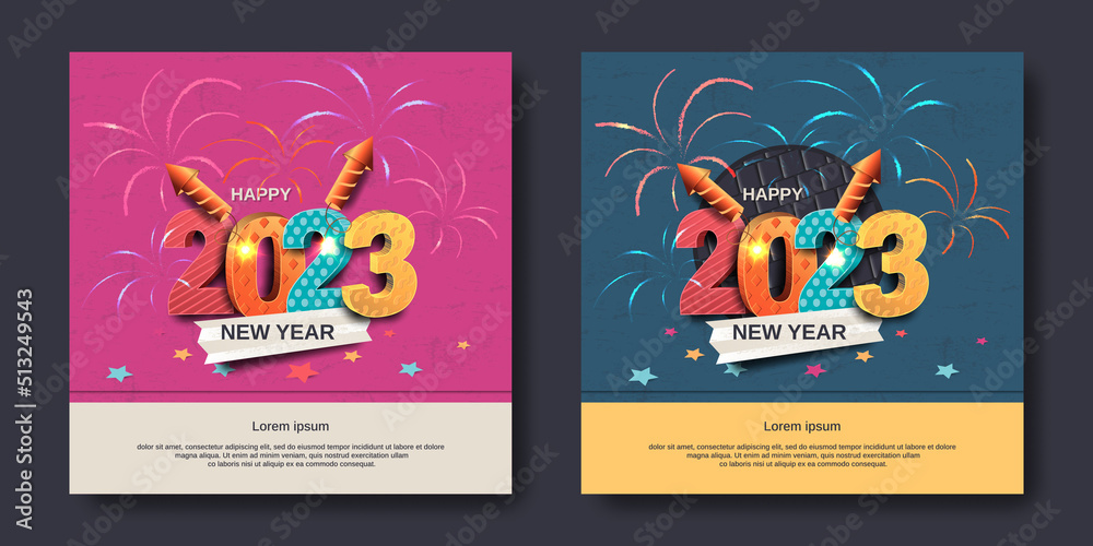 New Year Trendy Design Vector Creative Concept Of Happy New