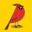 A simple vector illustration of a red cardinal bird standing with a confident expression and posture