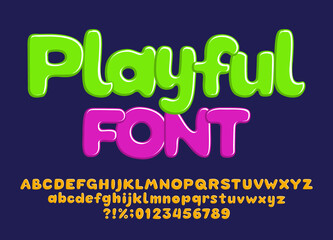 Poster - Playful alphabet font. Hand-drawn letters and numbers. Uppercase and lowercase. Stock vector typeface for your typography design.