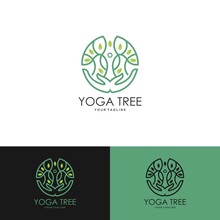Green Tree Forest Vector Logo Template. This Is A Tree Logo, It's Good For Symbolize Of Grow, Human Care, Ecological, Environment, Protection, Association, And Others.