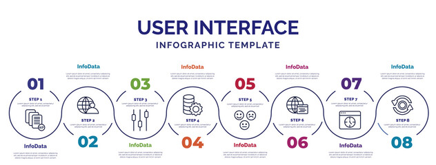 Poster - infographic template with icons and 8 options or steps. infographic for user interface concept. included white paper, box plot, data analytics tings, emot, window interface, window time, data