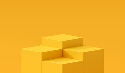yellow podium 3d cube stand abstract stage platform or product studio geometric shape on minimal bac