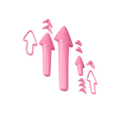 Poster - Pink 3D Arrow. Arrow rate up isolated on white background. Set of pointers icons