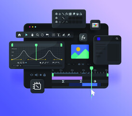 Poster - motion design. animation application. video clip editing