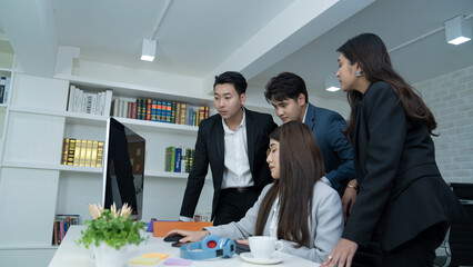 Wall Mural - asian people working at office