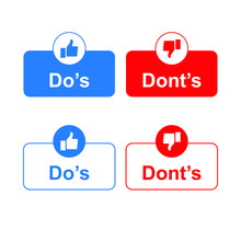 Do And Don't Thumbs Vector Icons.
Do And Don't Or Good And Bad Icons Positive And Negative Symbols. Do And Don't Or Like And Unlike Icons With Positive And Negative Symbols