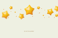 3D Yellow Stars. Win, Award And Show Design Element.