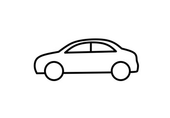 Wall Mural - outline side view car icon isolated on white background