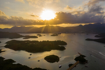 Sticker - Beautiful sunset landscape in Sai Kung of Hong Kong