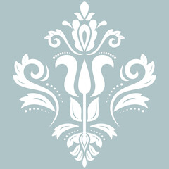 Wall Mural - Oriental vector white pattern with arabesques and floral elements. Traditional classic ornament. Vintage pattern with arabesques