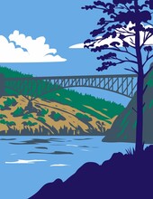 Deception Pass State Park With Whidbey Island And Fidalgo Island In Washington State WPA Poster Art