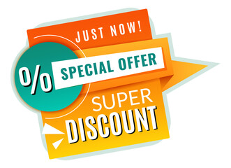 Wall Mural - Super discount label. Product marketing web banner