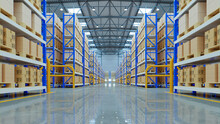 Empty Warehouse In Logistic Center.