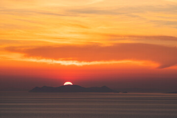 Wall Mural - Santorini, Greece - Oia at sunset, panorama